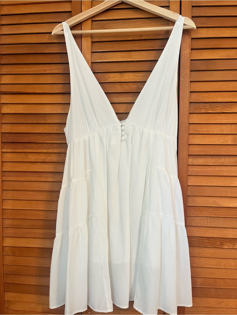 The Reset White V-Neck Tiered Mini Dress